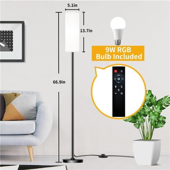 Floor Lamp for Living Room Bedroom,Modern LED Floor Lamp with Remote Control - Picture 14 of 16
